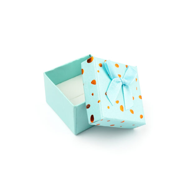Kinkekarp Kuldsete täppide ja lipsuga 5-5.3x5-5.3x3.8-4cm (Light Sky Blue)