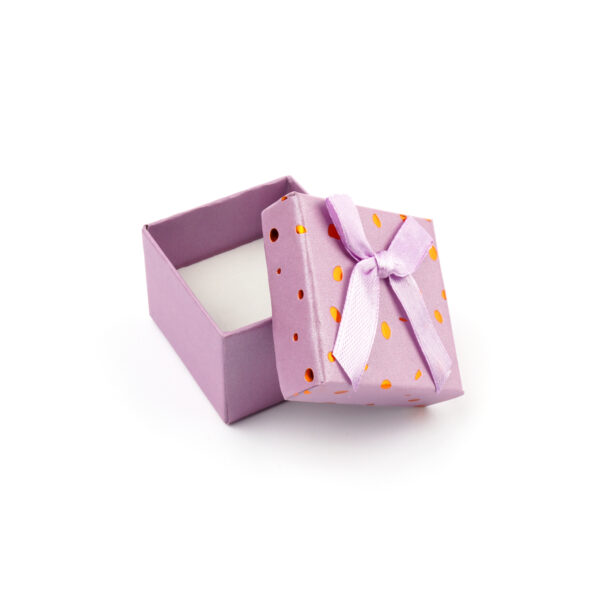 Kinkekarp Kuldsete täppide ja lipsuga 5-5.3x5-5.3x3.8-4cm (Purple)