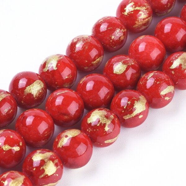 Nat. Mashan Jadeiit "Red Gold Foil" 6mm