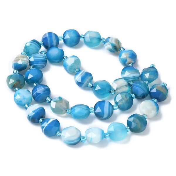 Nat. Triibuline Ahhaat Lihvitud "Blue" 10x10~10.5x6~6.5mm