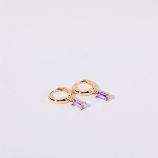 Kõrvarõngad Tsirkoonidega "Purple" 20x10mm (Brass; Golden)