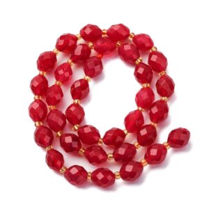 Nat. Jadeiit Lihvitud "Red" 9.5x7.5~8mm (värvitud)