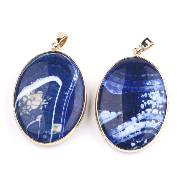 Nat. Ahhaat Ripats Ovaal "Dark Blue" 44~46x30~32x10~11mm