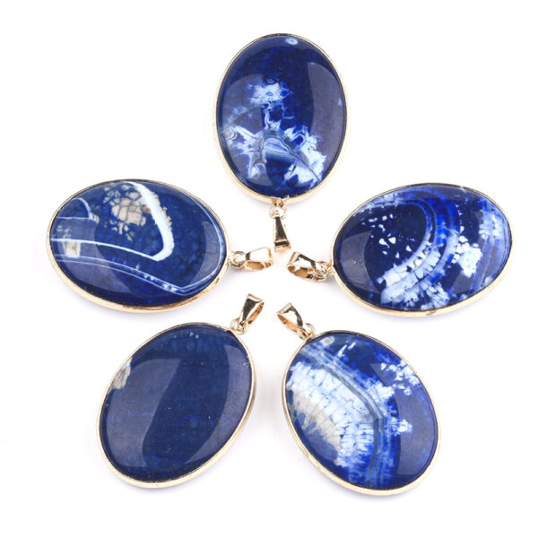 Nat. Ahhaat Ripats Ovaal "Dark Blue" 44~46x30~32x10~11mm