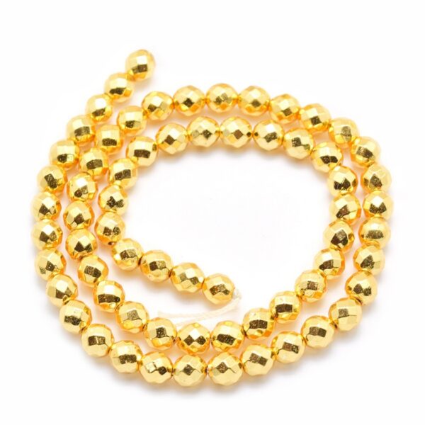 Sünt. Electroplated Hematiit Lihvitud "Golden" 6mm Grade AAA