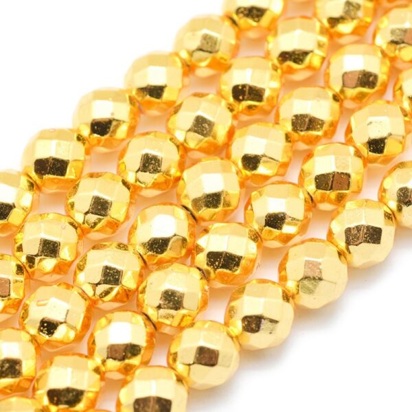 Sünt. Electroplated Hematiit Lihvitud "Golden" 6mm Grade AAA