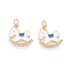 Ripats "Kiikuv Poni" 15.5x15.5x2mm (Blue; Brass 18K Kullatud)