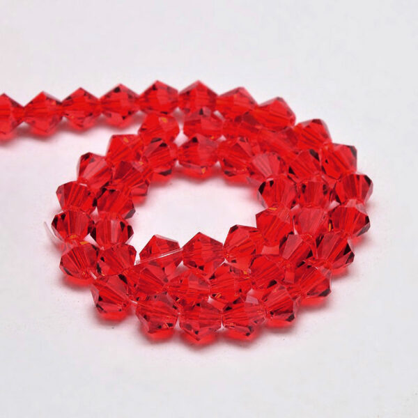 Lihvitud Klaashelmed "Bicone" 3.5~3.8x3mm (Red)