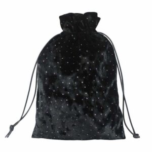 Sametkott kivikeste ja nahkpaeltega 18x13cm (Black)