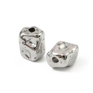 Metallhelmes "Tekstuuriga nelinurk" 6.5x5.5x4 (Brass;Platinum)