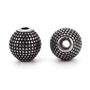 Metallhelmes "Dots" 10x9.5mm (StainlessSteel, Antique Silver)