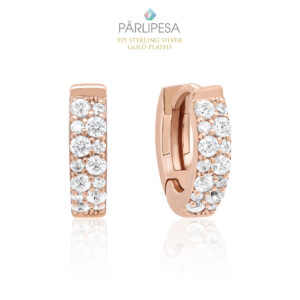 925 Hõbe Baaskõrvarõngad Tsirkoonidega (Rose Gold)