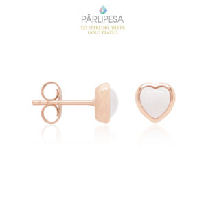 925 Hõbe Stud Kõrvarõngad Roosa Kvarts Süda (Rose Gold)