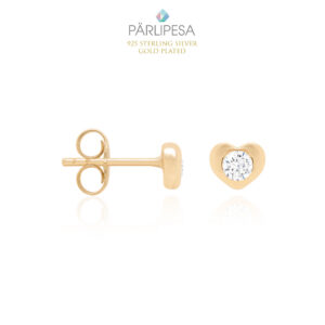 925 Hõbe Stud Kõrvarõngad Süda Tsirkooniga 3mm (Gold)