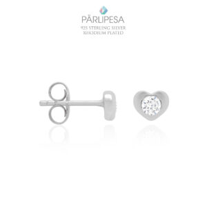 925 Hõbe Stud Kõrvarõngad Süda Tsirkooniga 3mm (Silver)
