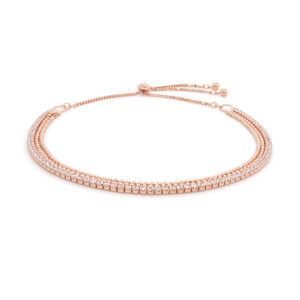 925 Hõbe Käevõru Reguleerirtav Tsirkoonidega (Rose Gold)