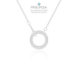 925 Hõbe Kaelakee Ümar Tsirkoonidest Ripatsiga (Silver)