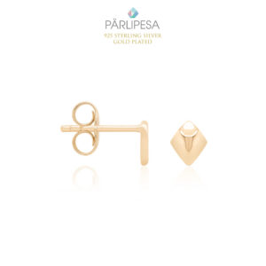 925 Hõbe Stud, Laineline Romb (Gold)