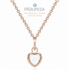 925 Hõbe Kaelakee Ripatsiga, Roosa Kvarts Süda (Rose Gold)