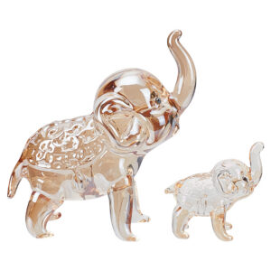 Dekoratsioon Kvarts Kristall "Ema ja beebi elevant" 43~71x24~51x40~75mm