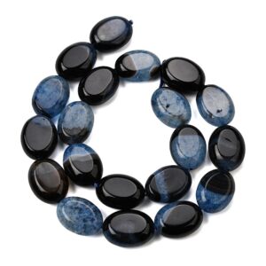 Nat. Ahhaat Ovaal "Blue" 19~20x14.5~15.5x7.5~8mm (värvitud)