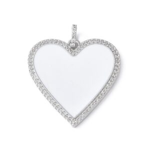 Ripats "Kristallidega Süda" 30.5x30x2mm (White, Platinum plated)