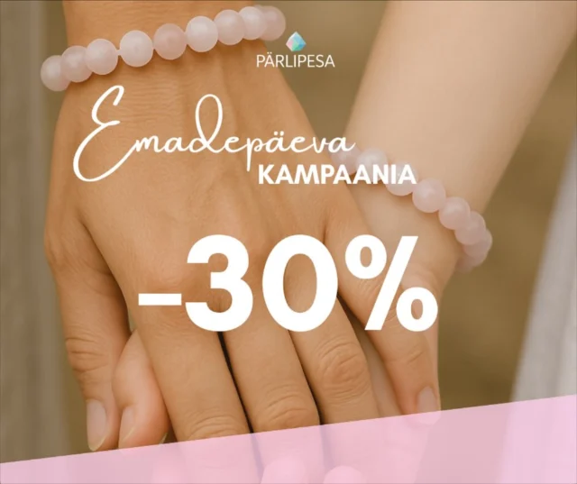 Emadepäev on juba pühapäeval, 11.mail🌷

Alates tänasest kuni neljapäevani(k.a) on Pärlipesa kaupluses ja e-poes kõik tooted -30% soodsamad.

Leia armas kink oma kallile emale Pärlipesa valikust💖

Ootame Sind Narva mnt 13, Tallinn või ostle mugavalt parlipesa.ee